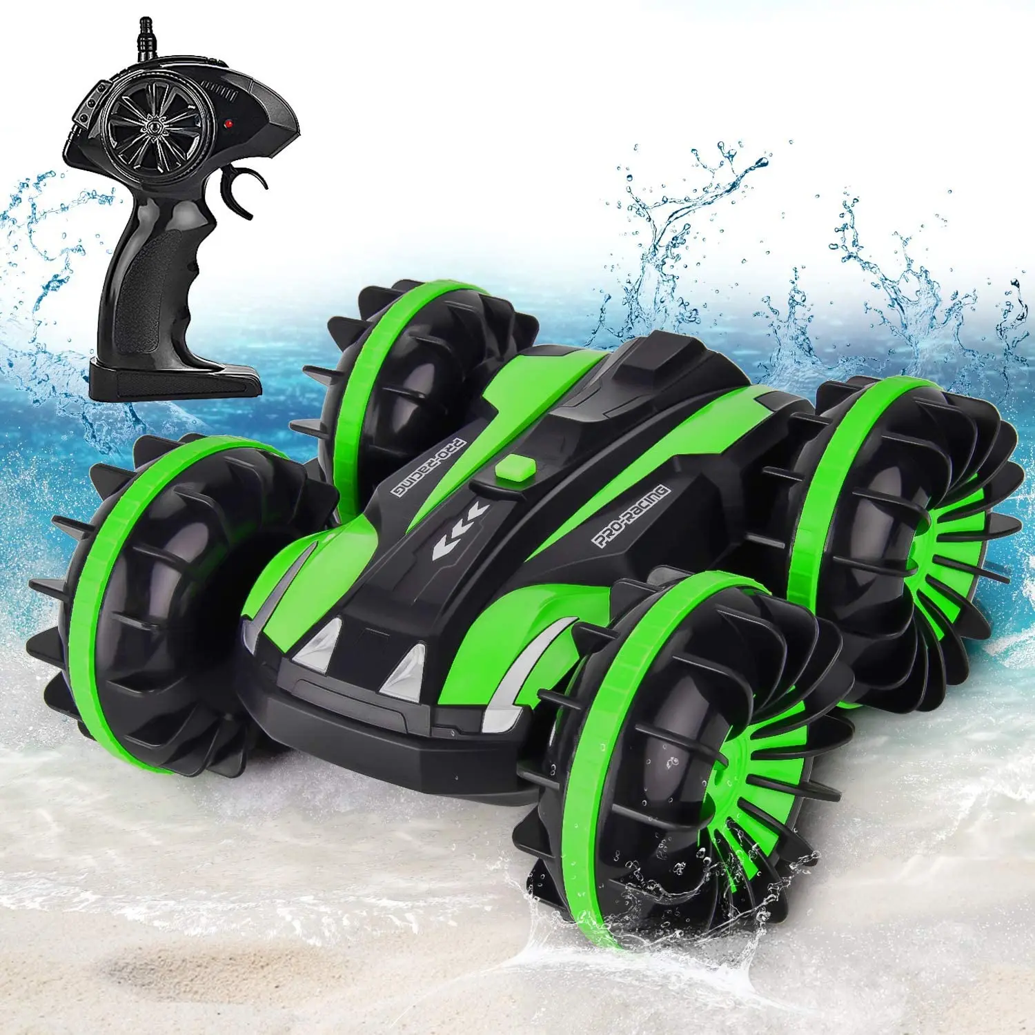

Автомобиль с дистанционным управлением Лодка 4WD 2,4 ГГц Land Water 2 в 1 RC автомобиль многофункциональный водонепроницаемый трюк 1: 16 с вращающейся ...