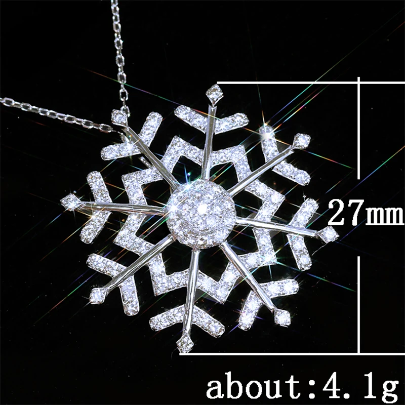 Ожерелье с подвеской Huitan Dazzling Snowflake Design, украшенное кубическим цирконием, для женщин. Ювелирное изделие в подарок на годовщину или на Рождество.