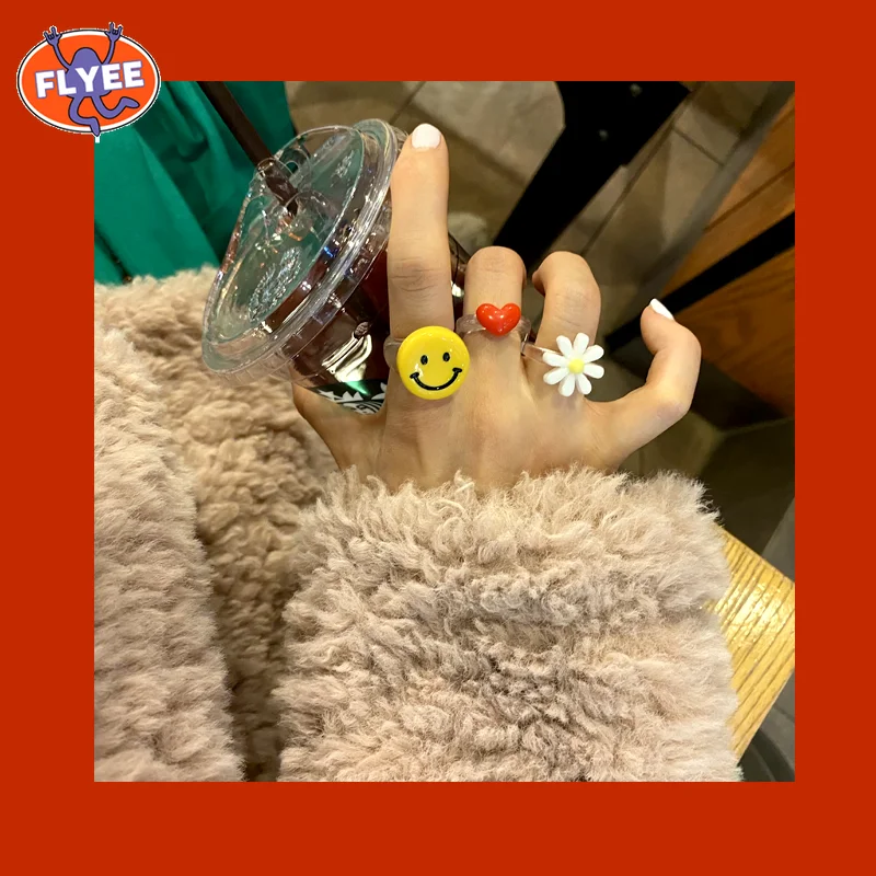 

Cute Ring Women New Colorful Acrylic Resin Cartoon Animal Ring Transparent for Women Girls Travel Party Jewelry Gifts