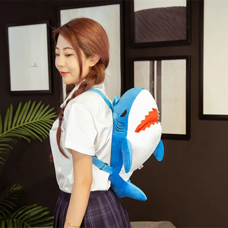 1pc 50cm Kawaii Shark Backpack Plush Pillow Stuffed Soft Animal Dolls Nice Birthday Gift for Girls Baby | Игрушки и хобби