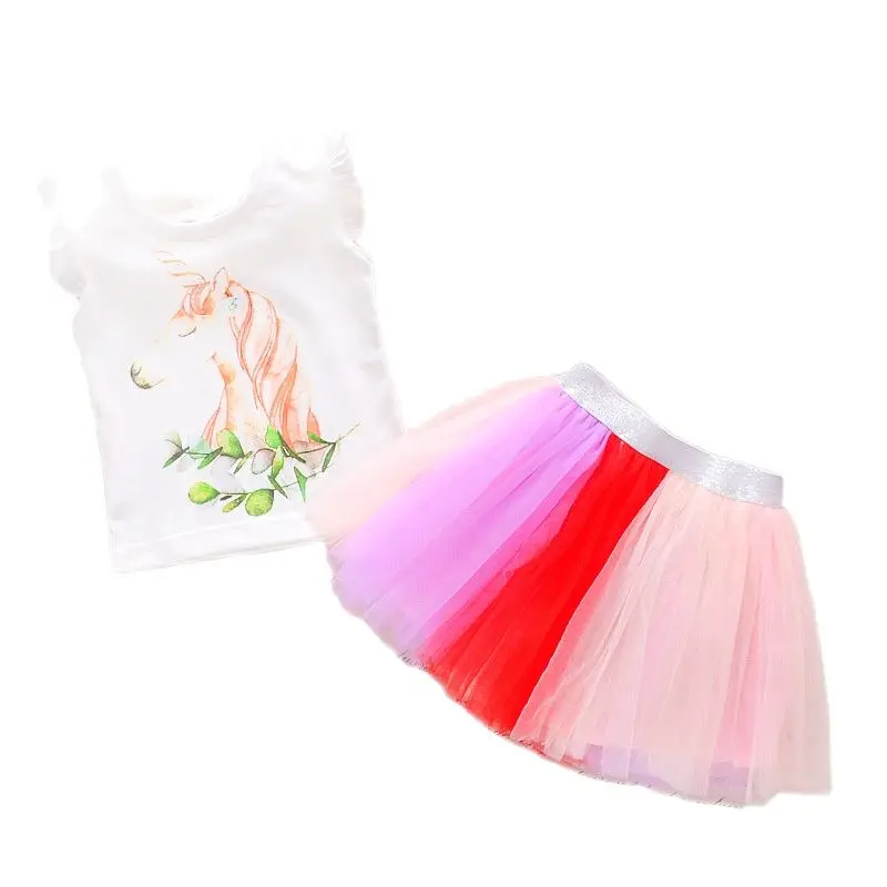 2021 Новое модное платье с единорогом для девочек детская одежда детские кружевные