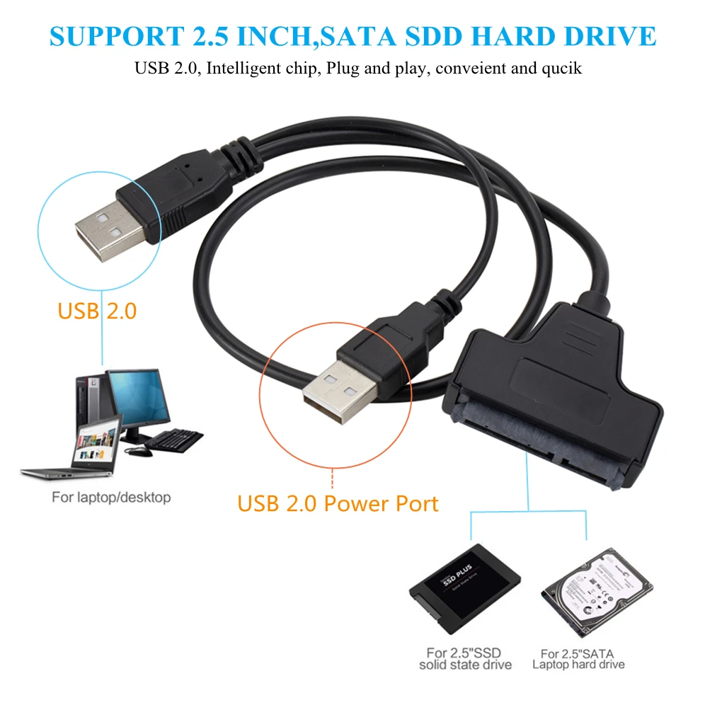 Grwibeo USB SATA 3 Cable Sata To USB3.0 Adapter UP To 6 Gbps Support 2.5Inch External SSD HDD Hard Drive 22 Pin Sata III A25 2.0 images - 6
