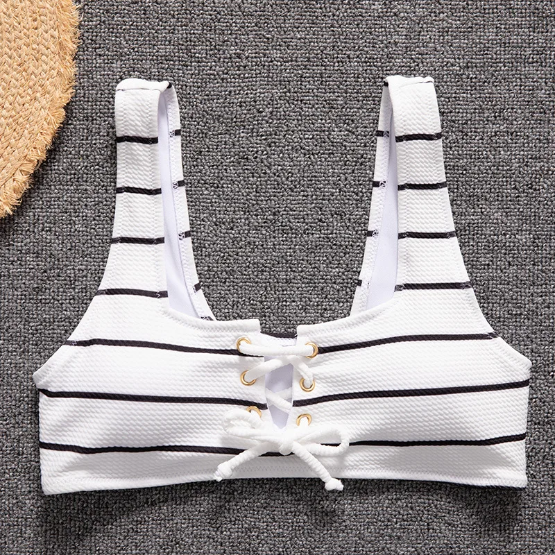 Бикини женское на завязках пикантный белый купальный костюм пуш-ап с мягкими