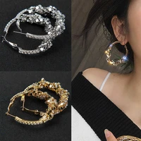 gorgeous shiny metal sequin big circle hoop earrings geometric hook earring gift