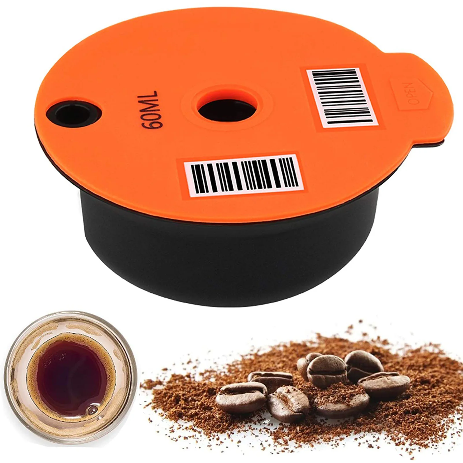 

60ml/180ml Reusable Coffee Capsules Filter For Coffee Machine Refillable Coffee Capsule Pod With Slicone Lid Coffee Capsule Hold
