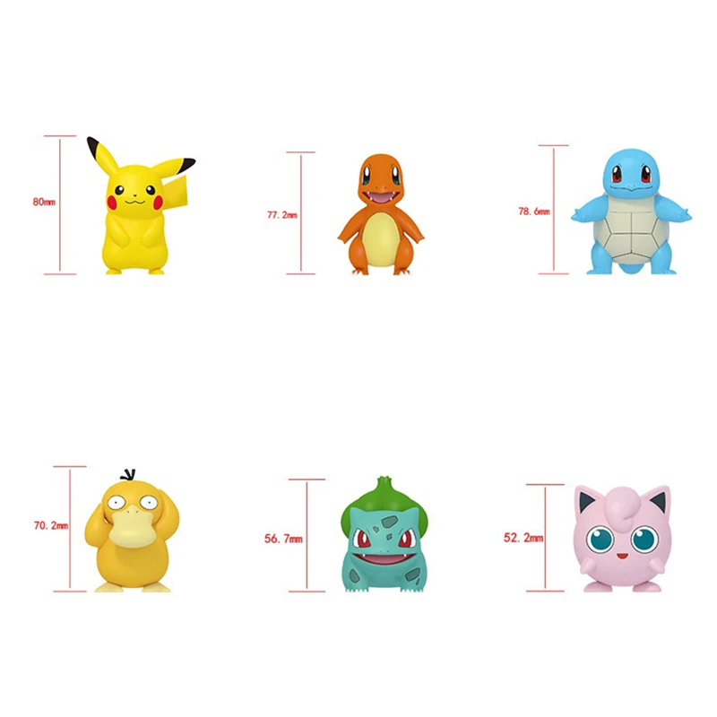 Покемон чармандер Cleffa Пикачу Бульбазавр Сквиртл Psyduck Pocket Monster тыкать модель фигурку Одна деталь игрушки для