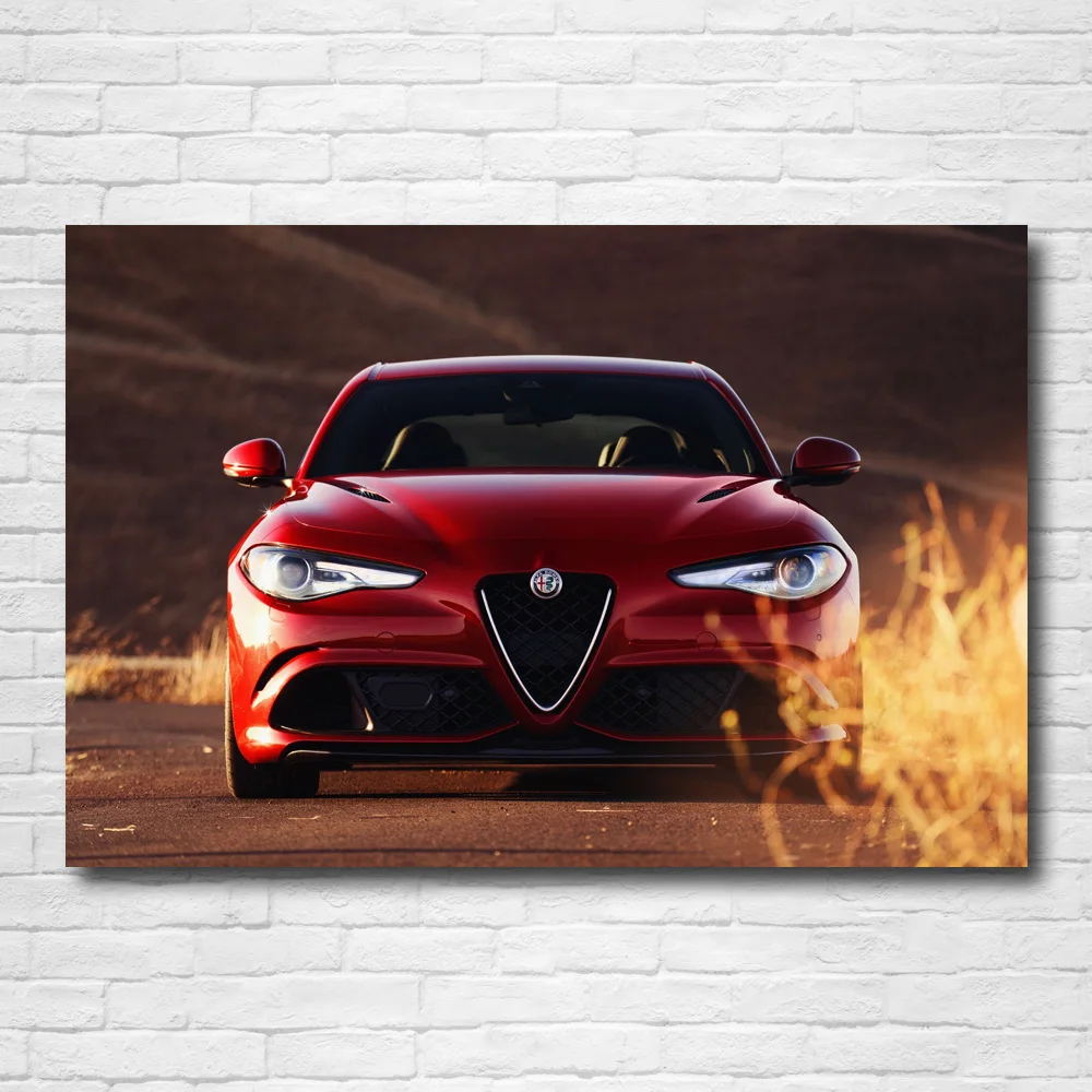 Суперкар постеры Alfa Romeo Giulia Quadrifoglio красный автомобиль обои печать картины стены