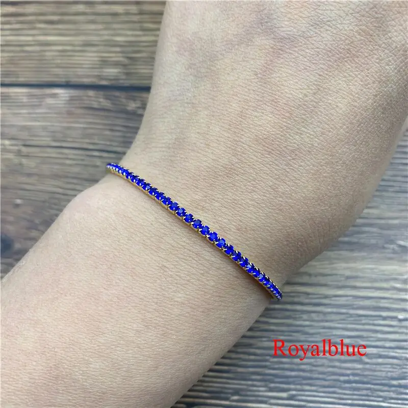 Royalblue 1 шт Стразы Браслеты Изящные сложенные Браслеты эластичные браслеты для женщин браслеты - Окраска металла: Royalblue
