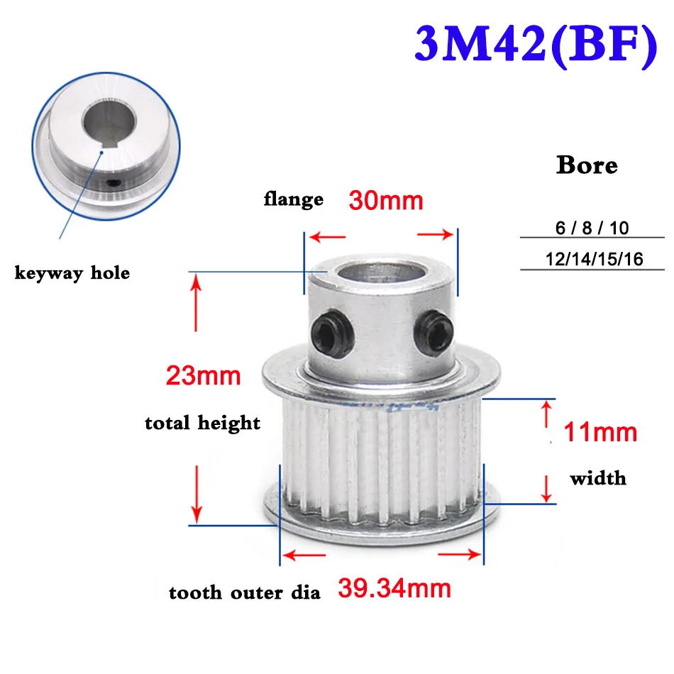 Зубчатый шкив из алюминиевого сплава синхронный зубчатый с диаметром от 6 до 20 мм