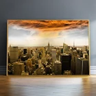 Пейзаж на холсте с изображением Манхэттена, настенные картины, художественные плакаты и принты