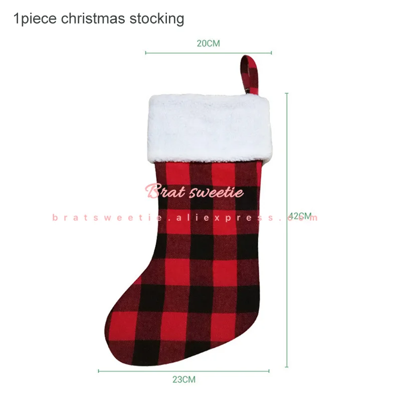 redplaid stocking Красный, черный, хлопок, плед буйвола, Настольная дорожка, плед, Рождество, семейный ужин, подстилка, чехол для подушки, вечерние украшения на Рождество - Цвет: redplaid stocking
