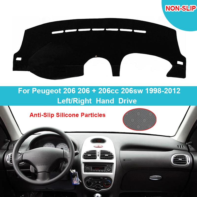 

2 Layers Car Dashboard Cover Carpet Cape For Peugeot 206 206+ 206cc 206sw 1998-2012 LHD RHD Rug Shade Pad Dashmat Sun Shade Pad