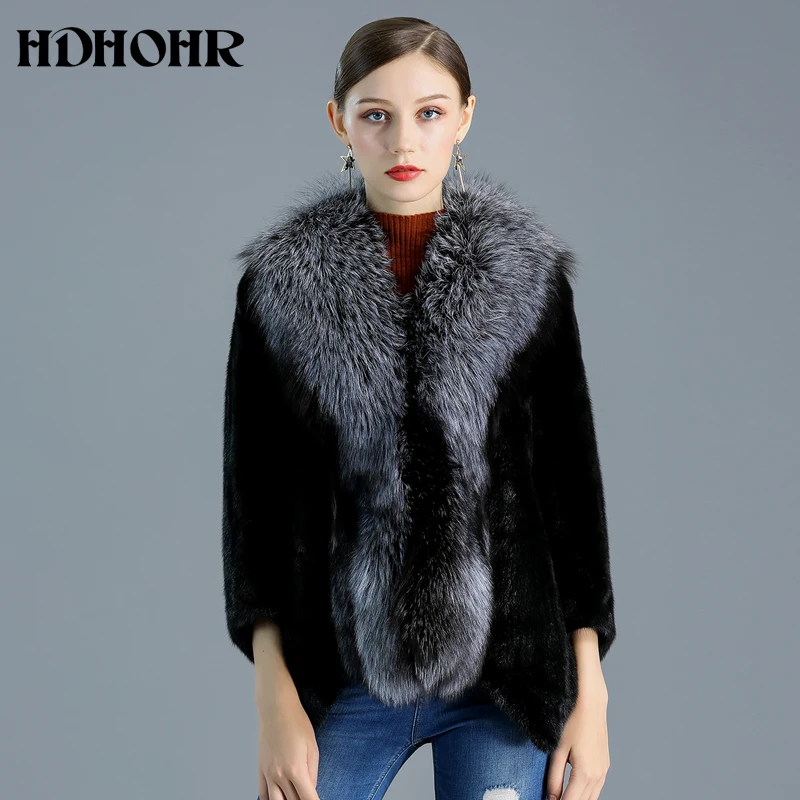 HDHOHR новые шубы из натурального меха, женские шубы из натурального меха норки, для отдыха, теплая зимняя короткая норковая Меховая куртка