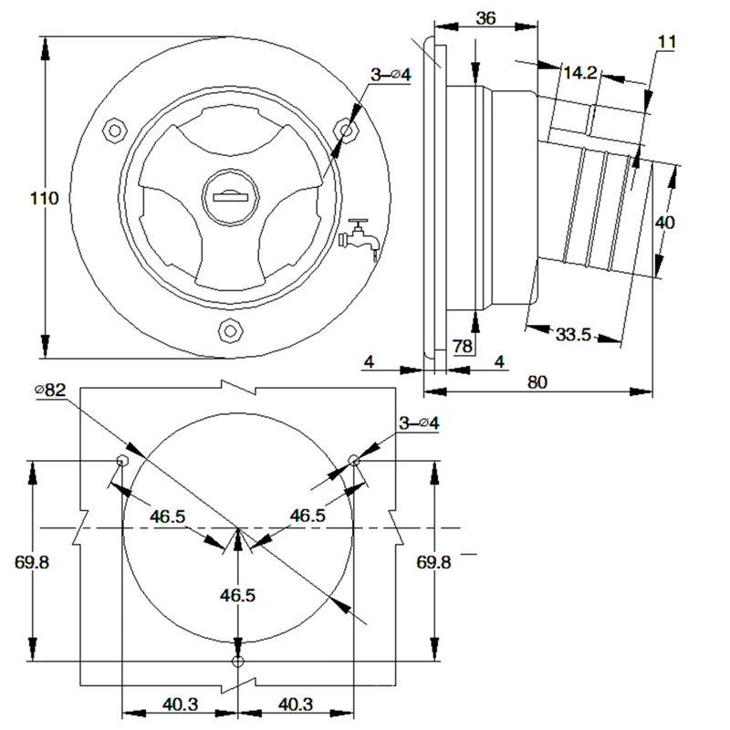 

Black Fresh Water Locking Inlet Hatch Filler Cap for Motorhome Caravan+ 2 Keys