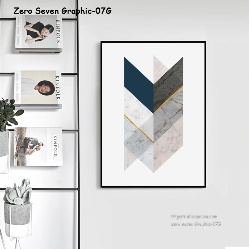 Скандинавский мраморный креативный комбинированный геометрический холст