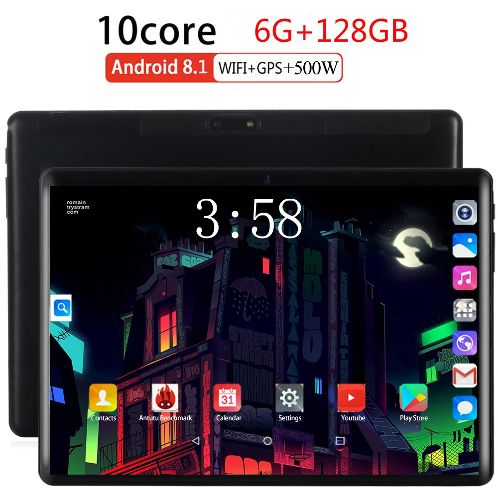 Мульти сенсорный 2.5D закаленное Экран 10 дюймов Octa Core 4G FDD LTE планшетный 6 ГБ