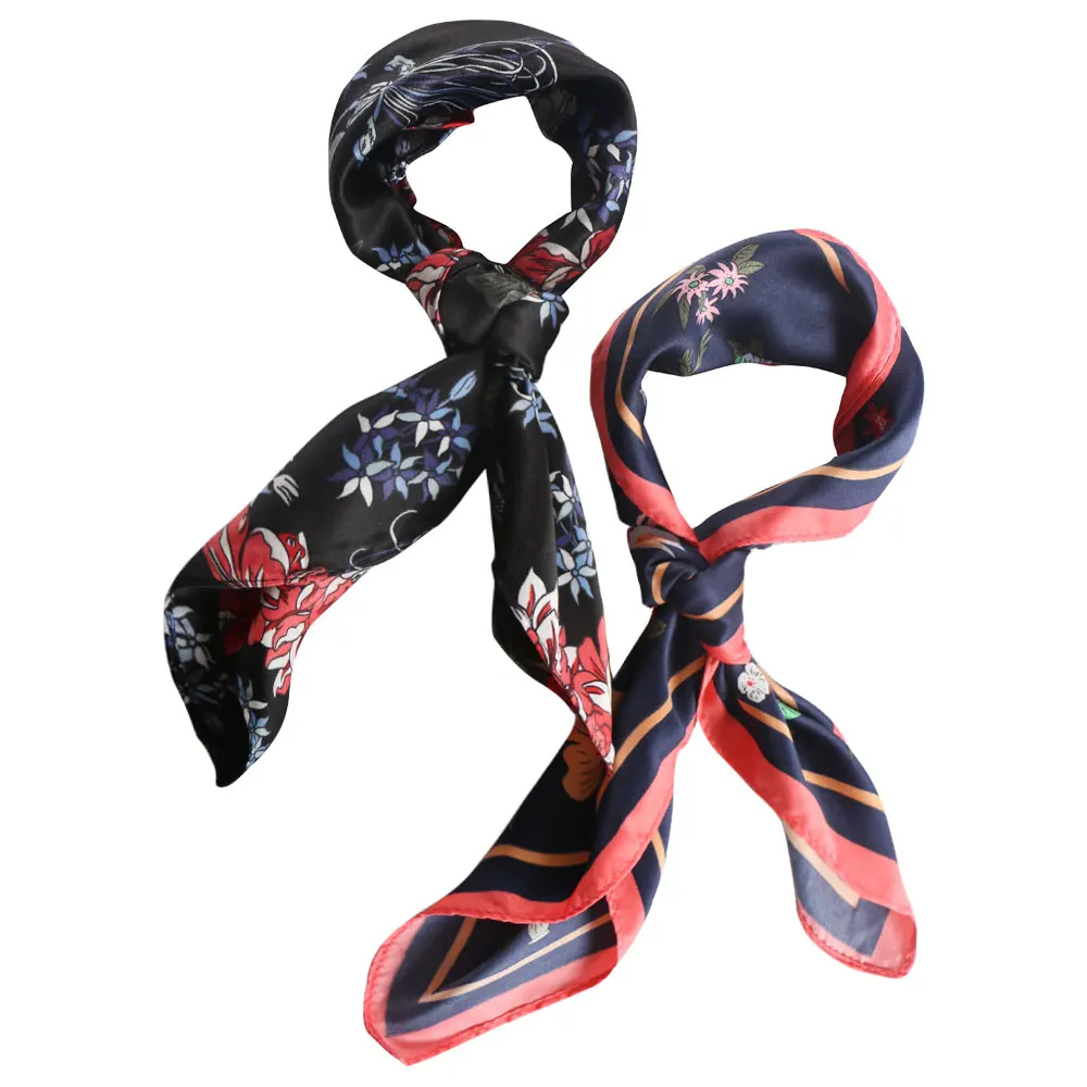 Модные женские носовые платки шарф весна лето полосатые шелковые квадратные