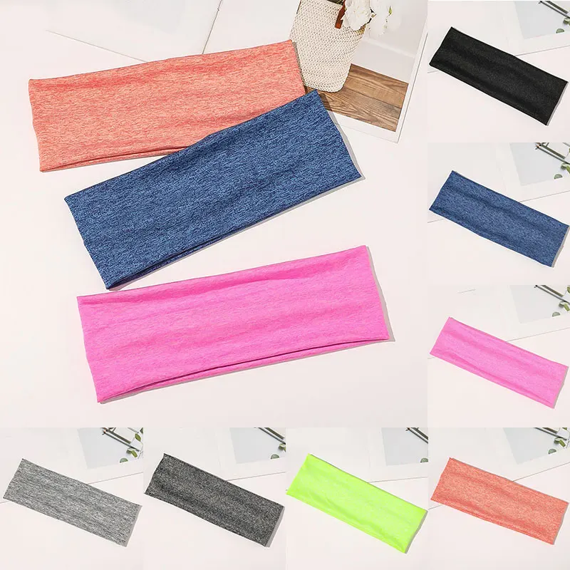 Унисекс эластичные повязки для волос широкие спортивный напульсник сплошной