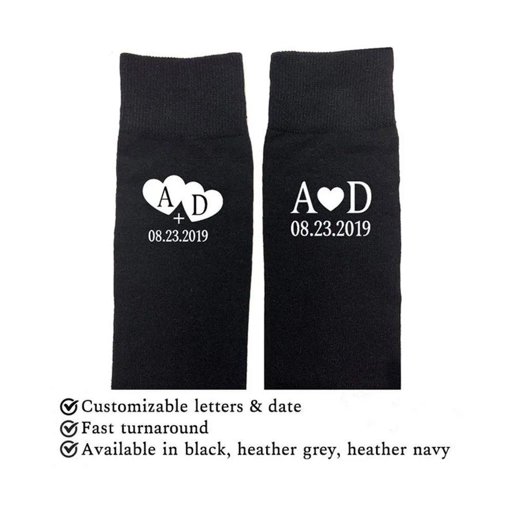 Носки для жениха и его брата с индивидуальной инициалкой и датой, в подарок на свадьбу, день рождения парня или День отца.