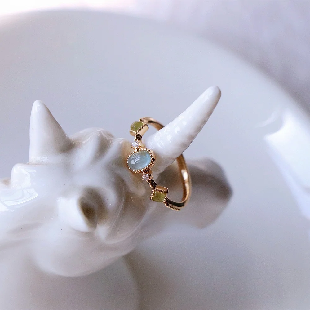 

GY кольцо с аквамарином и Перидотом на кончик пальца, 925 посеребренное покрытие, защита от воды, удачи и уверенности