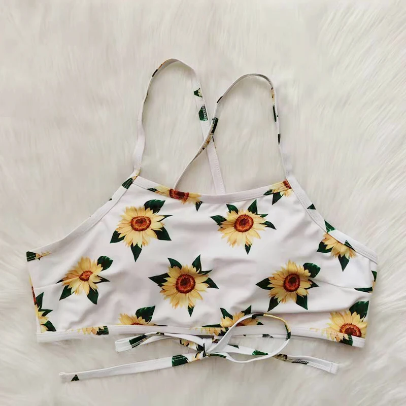 

Sexy Summer 2021 Bikini Set Plus Size One Piece Swimsuit Women Chrysanthemum Print Cross High Waist Big Ladies Bathing Suit 4XL