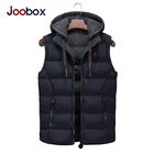Мужской жилет, зимний пуховой жилет, повседневный жилет, мужская куртка без рукавов, повседневный теплый мужской жилет, верхняя одежда со съемной шапкой, Новинка