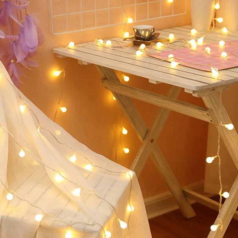 

Fairy Lights Copper Wire Cherry Ball LED String Light Christmas Garland Bedroom Home Wedding New Year Decoration Battery Powered