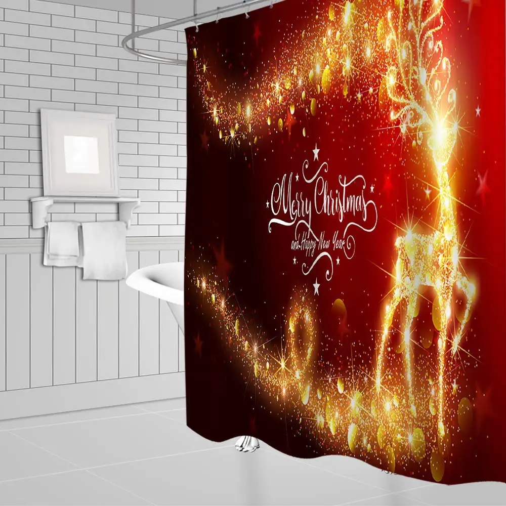 Рождество олень счастливый новый год ванная комната шторы Декор машинная стирка