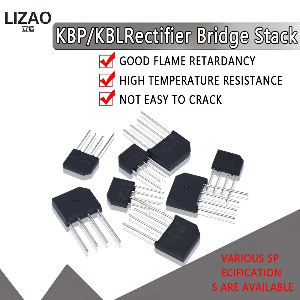 5 шт. KBL406 KBL410 KBL608 KBL610 2A 6A 600 в 1000 KBP206 KBP210 KBP307 KBP310 однофазный диодный выпрямительный