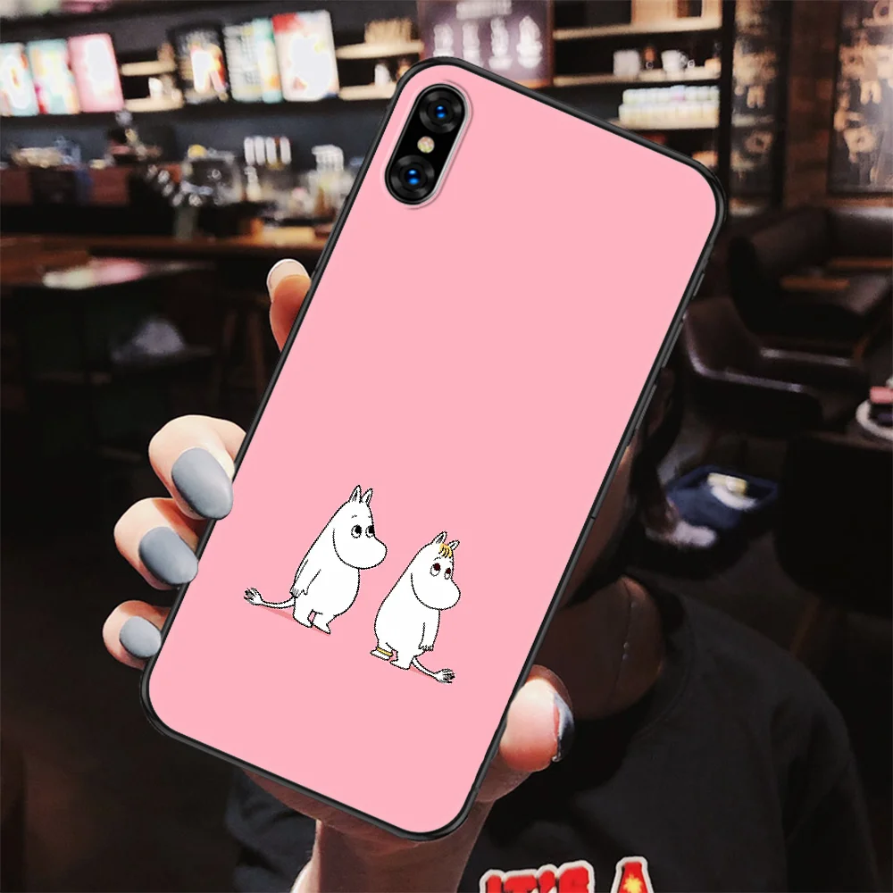 

moomine cute Cartoon Phone Case Cover Hull For iphone 5 5s se 2 6 6s 7 8 12 mini plus X XS XR 11 PRO MAX black tpu shell