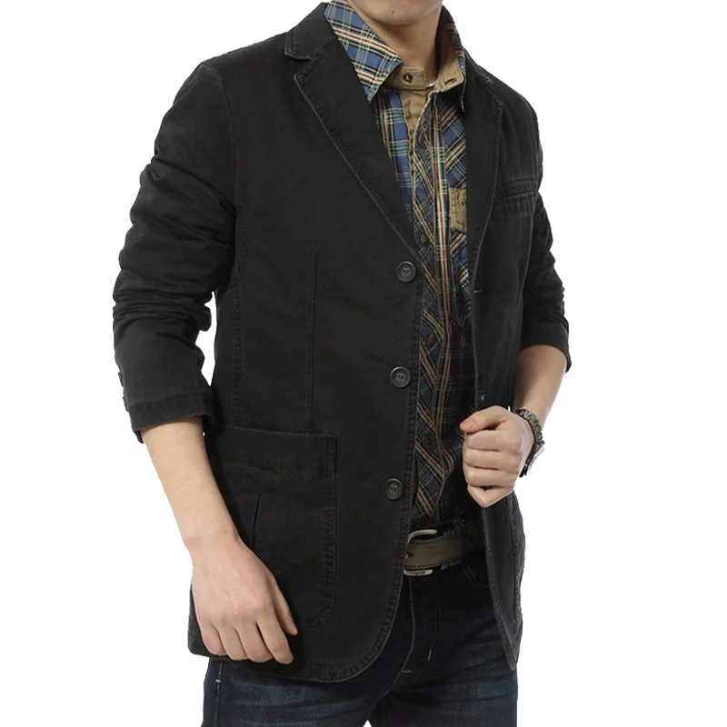 Блейзер Мужчины повседневные блейзеры хлопок джинсовая Парка мужская