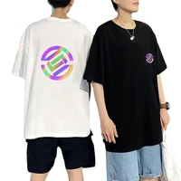 reflective t shirts copper print tops tees ovesize rainbow t shirt hip hop streetwear homme clothes cotton casual half sleeve