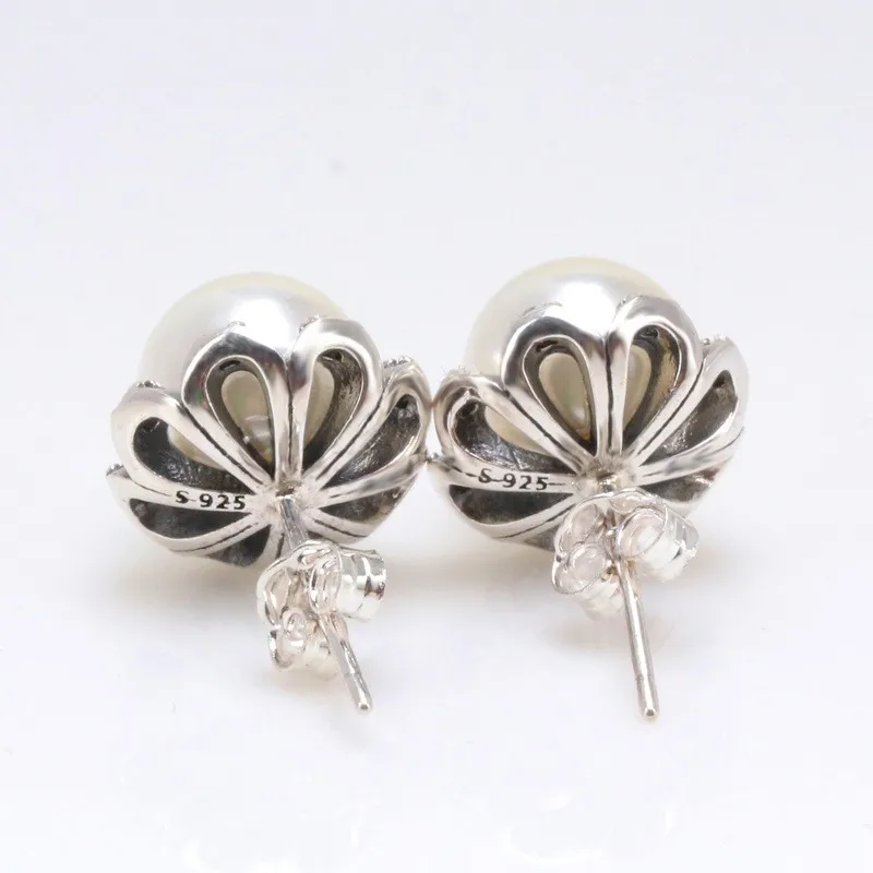 

Original 925 Sterling Silver Pan Earring Creative Crystal Cz Pearl Pan Earrings For Women Wedding Gift Fashion Jewelry
