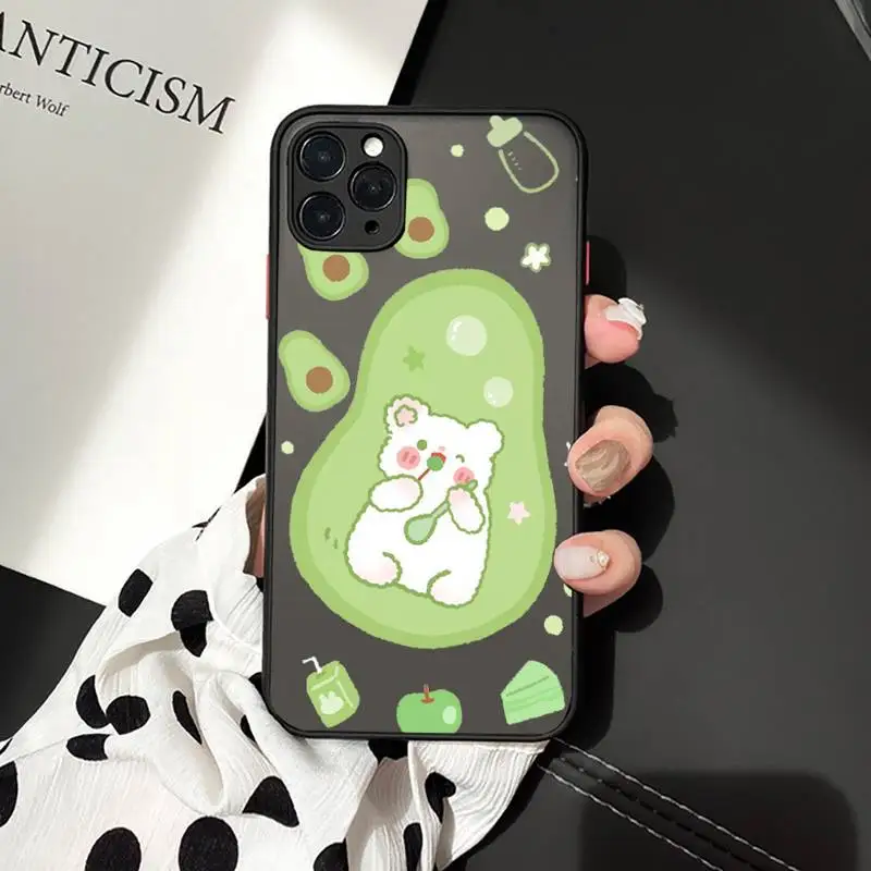 

avocado aesthetic Gteen Fruit Phone Case matte transparent For iphone 7 8 11 12 plus mini x xs xr pro max cover