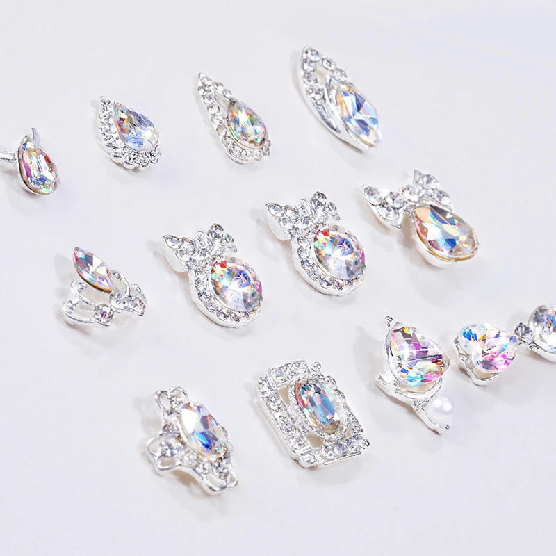 2 шт./компл. Стразы для ногтей смешанные размеры кристаллы Металлические