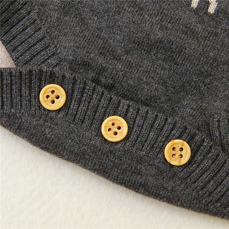 

2020 Cute Infant Romper Sleeveless Cartoon Deer Knitting Baby Clothing Spring and Autumn Jumpsuit
