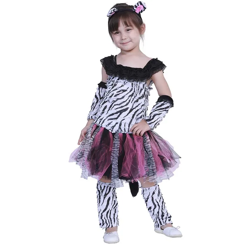 Snailify Girls Zebra Costume Kids Tiger Child Tigress Cosplay Halloween Purim Pink Cat Face Fancy Dress |