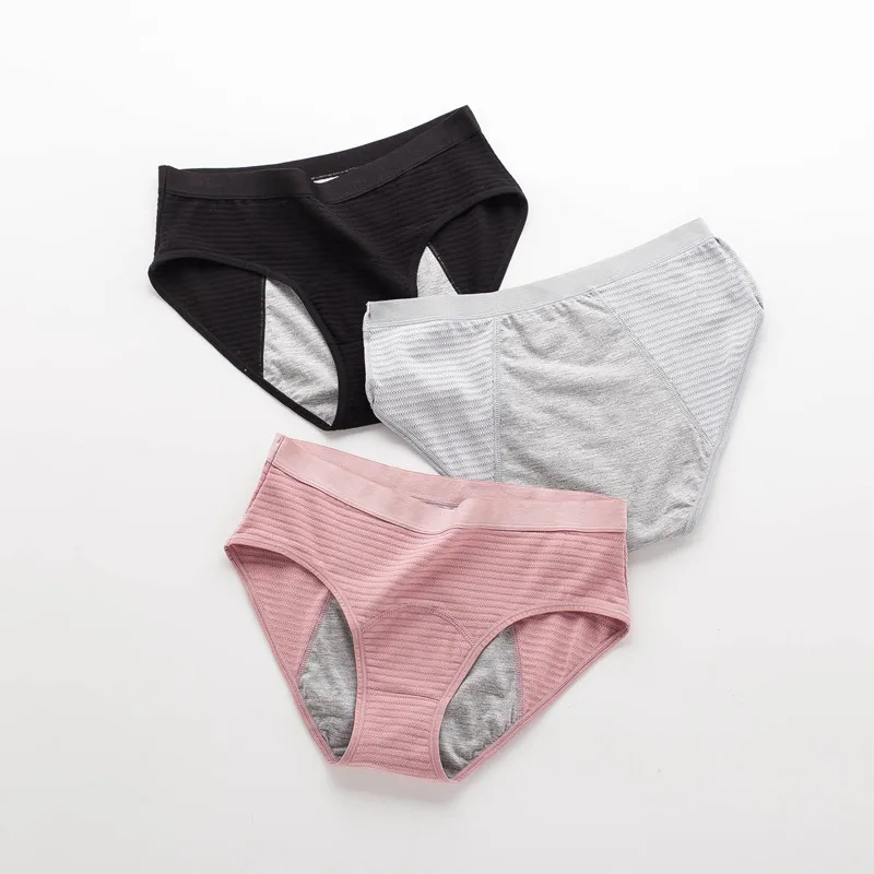 

3 шт. женские физиологические брюки большого размера, женские хлопковые мягкие комфортные непротекаемые брюки для менструации средней и вы...