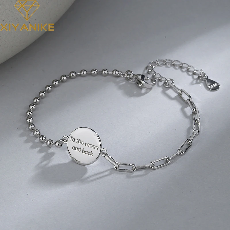 

XIYANIKE New Silver Color Round Card Irregular Chain Bracelet Female Simple Personality Style Wholesale браслеты Hа Pуку