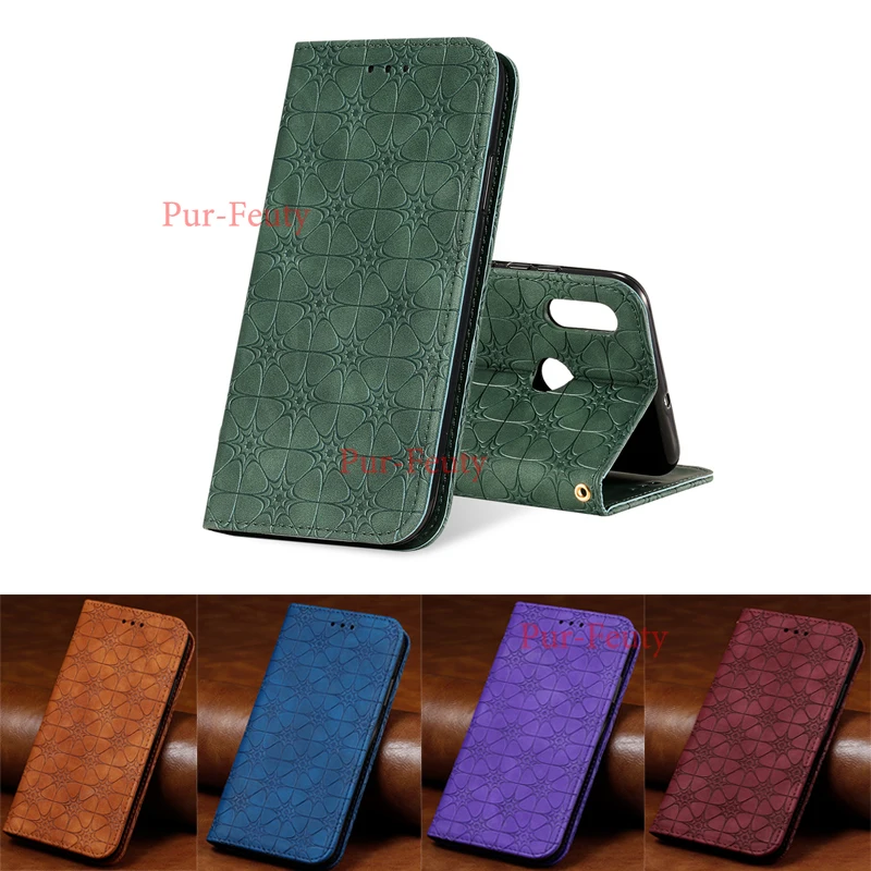 Чехол для Huawei P Smart 2019 кожаный чехол с 3D рельефом цветочным рисунком и подставкой