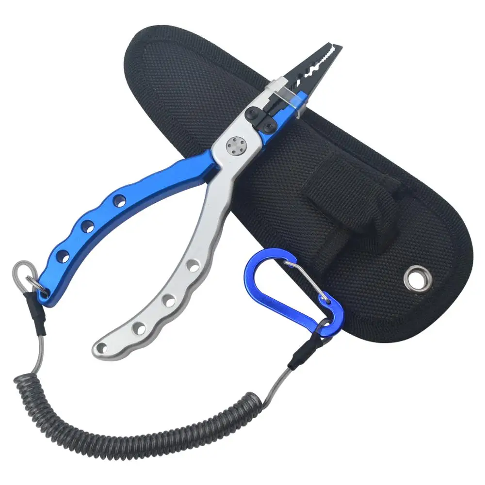 New Aluminum Alloy Fishing Pliers Split Ring Cutters Fishing Holder Tackle with Sheath & Fishing lip grips&Fishing scissors