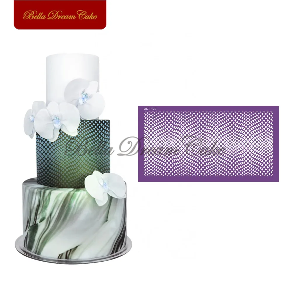 Трафареты для торта с узором в клетку форма помадка ткань Sugarcraft сетчатые