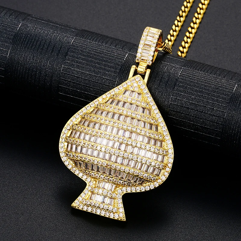 

Heart Copper Charm Pendant Necklaces AAA Zirconia Iced Out Necklaces For Men Hip Hop Jewelry