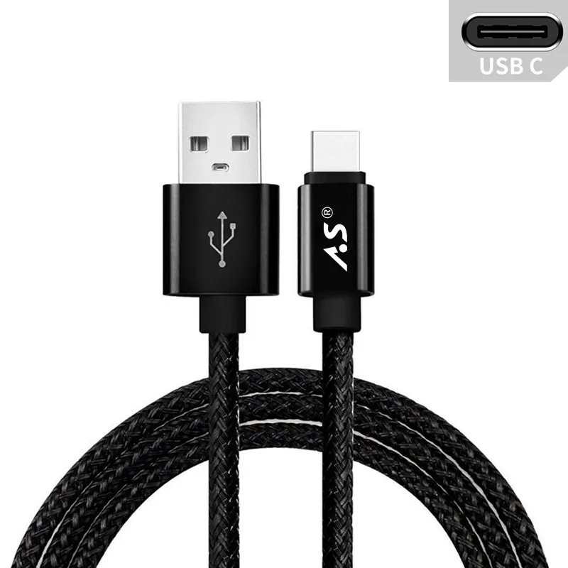 Type C Cable Black A.S 2.4A Тип usb C кабель для samsung S9 S8 One Plus 5t XiaoMi mi6 mi5 кабель передачи данных для быстрой зарядки 0,5 HDMI кабель 1 м 2 м 3 м - Цвет: Type C Cable Black