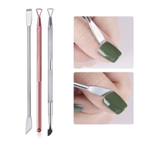1pc head uv gel polish remover stick rod stainless steel nail cuticle varnish pusher nail art cleaner care tool