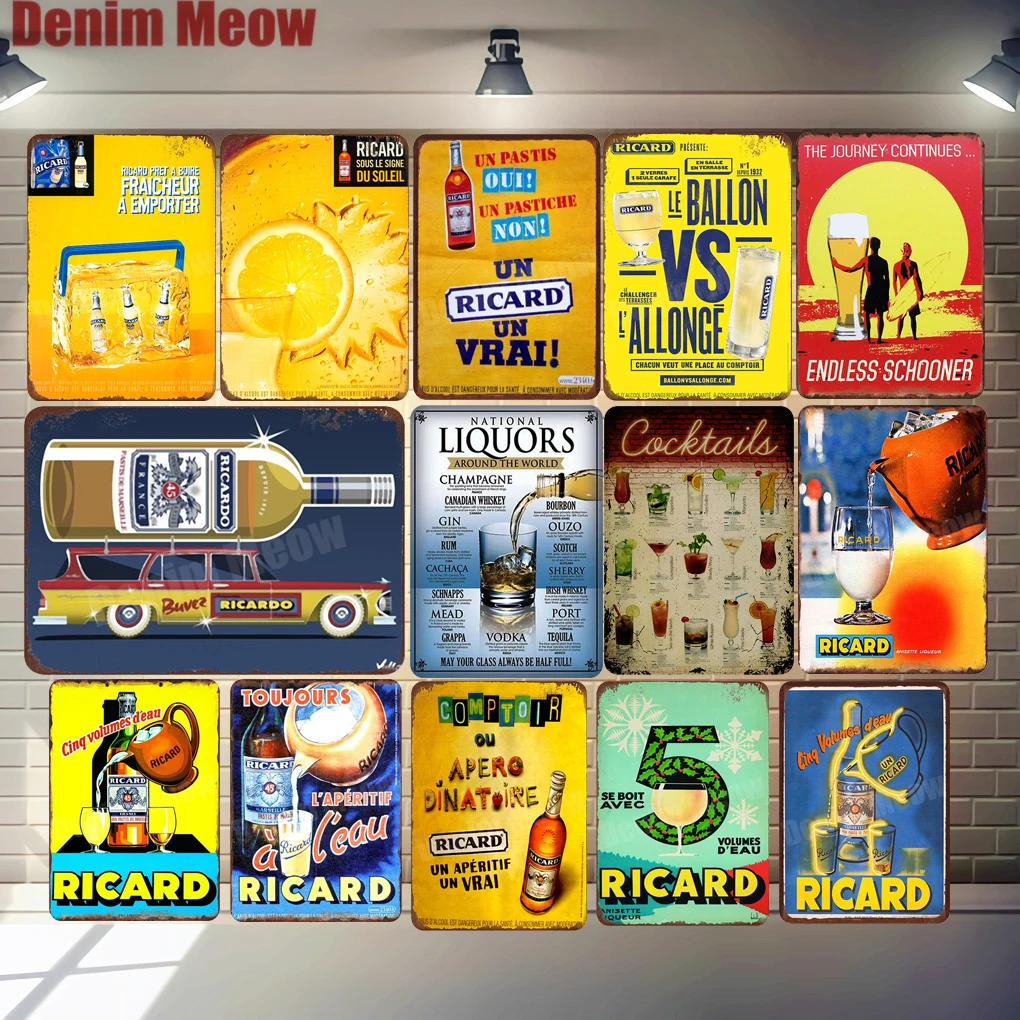 Ретро металлический жестяной плакат Ricard для пива алкоголя абсолютный тарелка