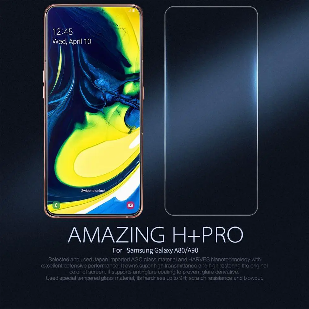 Супер тонкий 0 2 мм стеклянный протектор экрана для Samsung A80 / A90 оригинальное