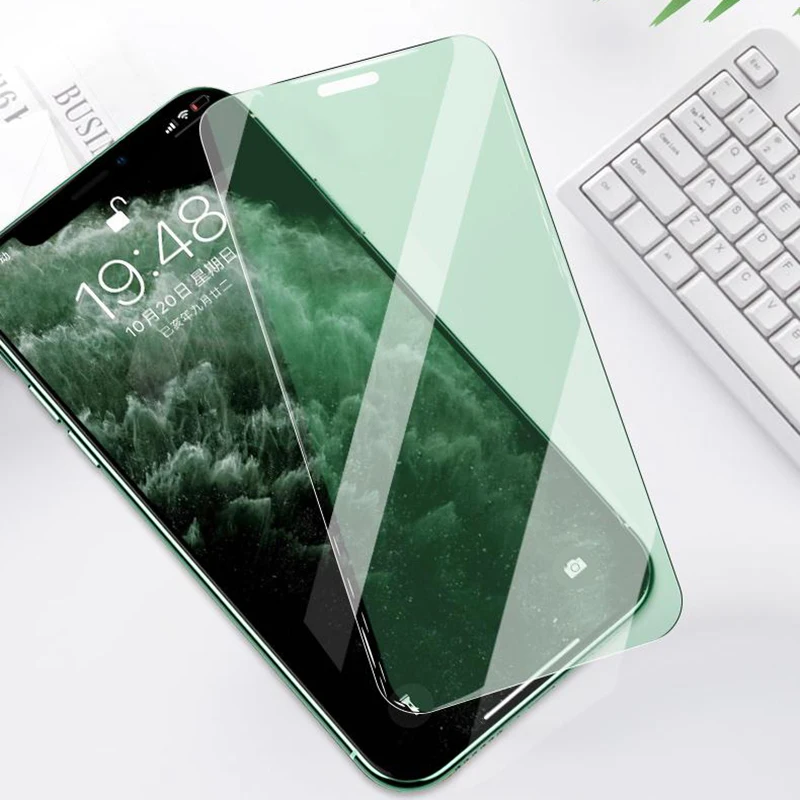 Фото 2 шт. закаленное стекло для 11 Pro X XR XS Max SE 2020 светильник Green Ray полностью Защитное i6s i7 2 шт. закаленное стекло для 11 Pro X XR XS Max SE 2020 светильник Green Ray полностью Защитное i6s i7