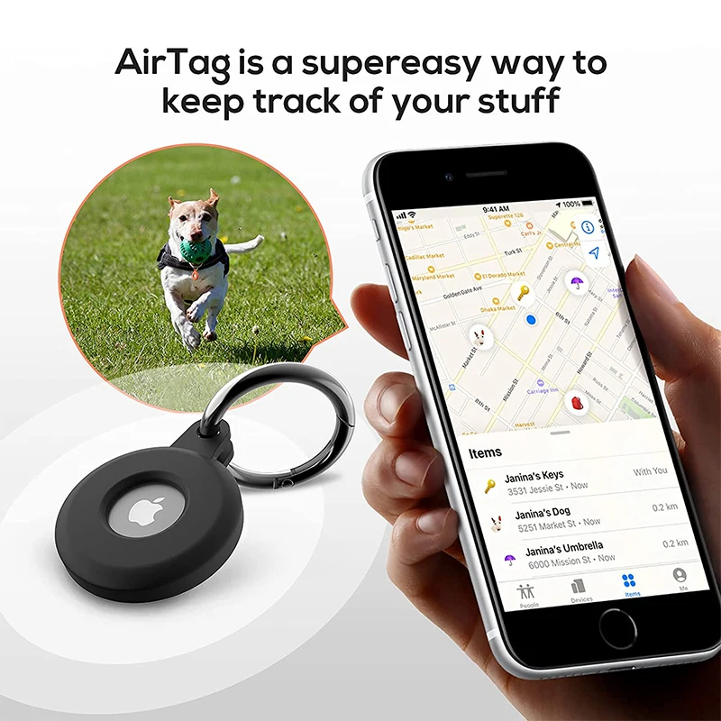 

Silicone Protective Case For AirTag Key Finder ( Location Tracker ) 2021 Anti-Scratch Anti-Lost Protective Cover with Keychain
