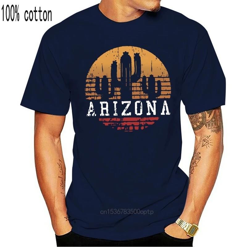 

Мужская футболка Аризона, винтажная Ретро футболка из полихлопка с принтом кактуса в подарок, унисекс, футболки, топы